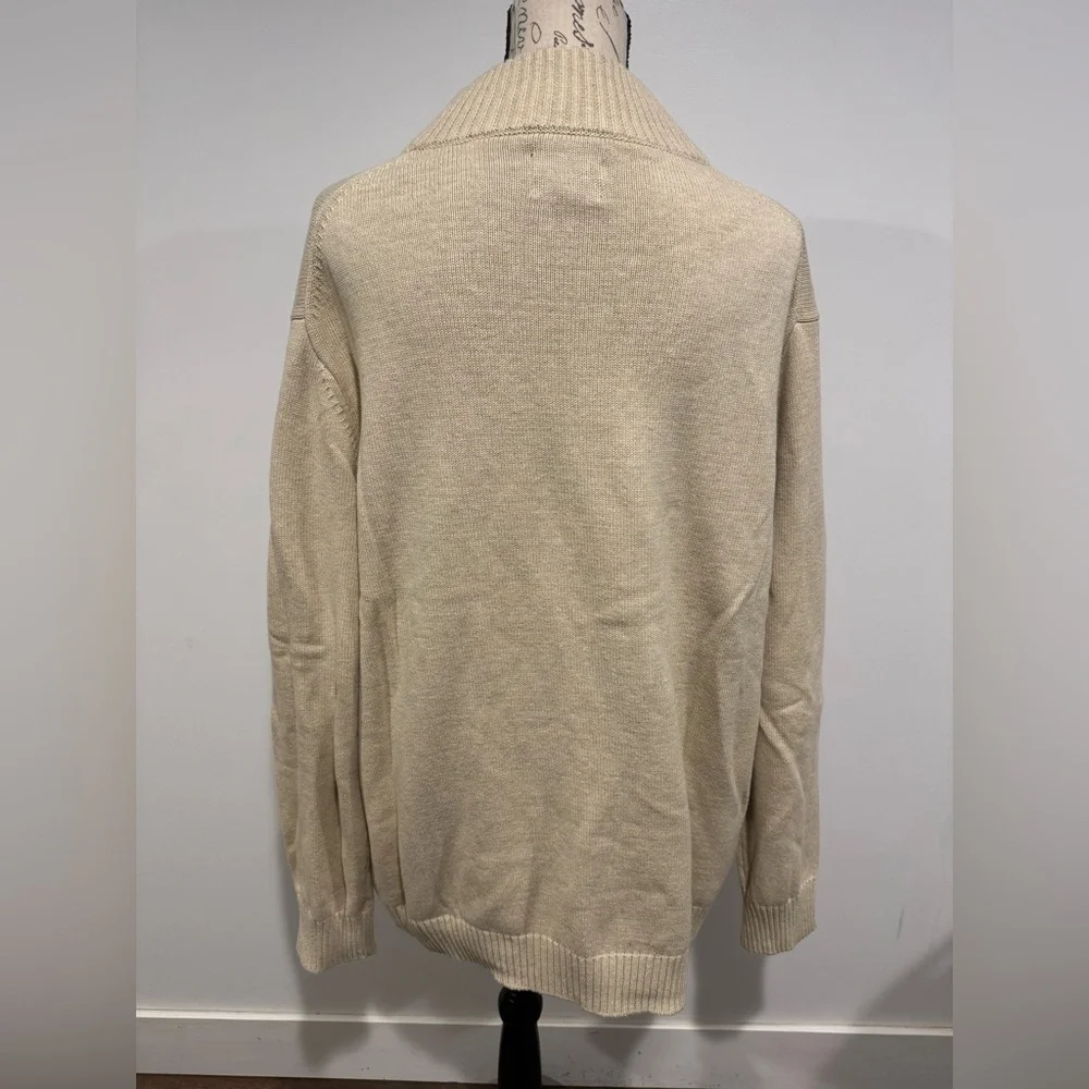 G.H. Bass Sweater Men's Size XXL Pullover 100% Cotton Beige 1/4 Zip